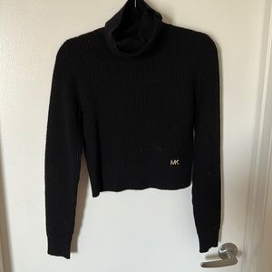 Michael Kors Cropped Black Knit Turtle Neck XS